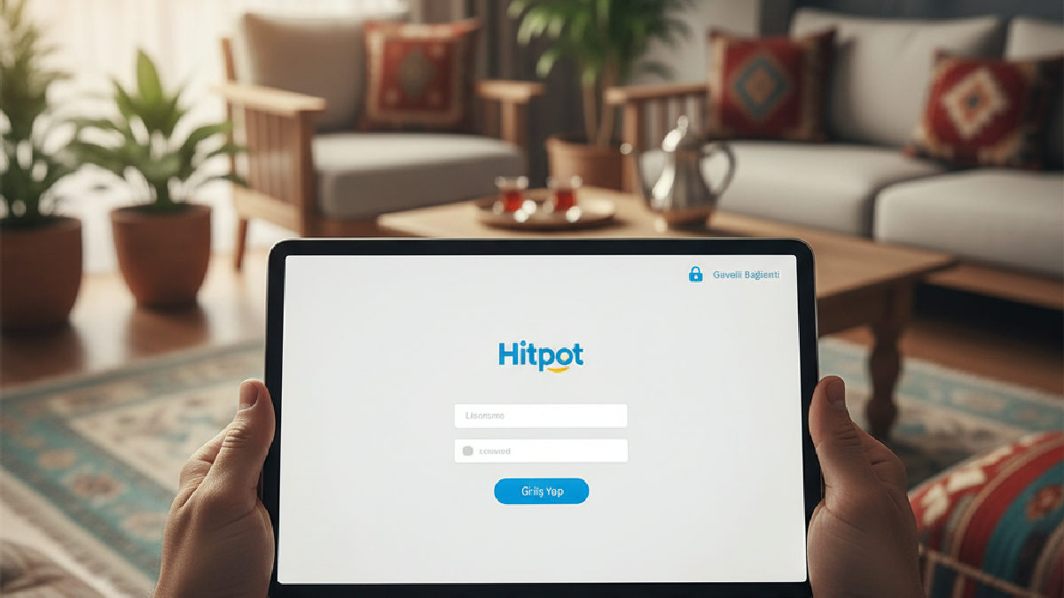 Hitpot güncel giriş bilgisiyle güvenli bağlantı sağlayan bir dijital ekran.